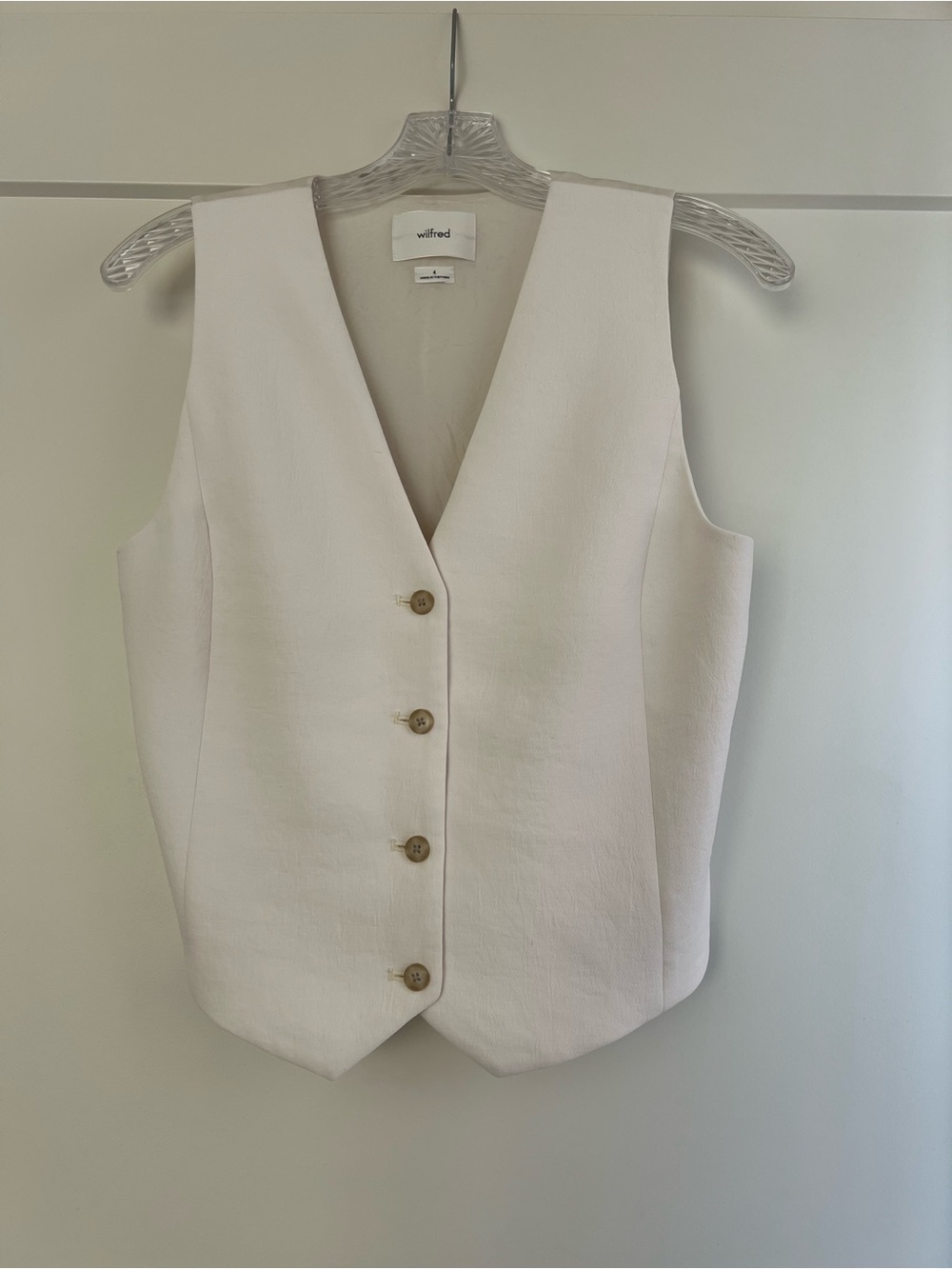 Aritzia Wilfred White/Cream Button Front Vest